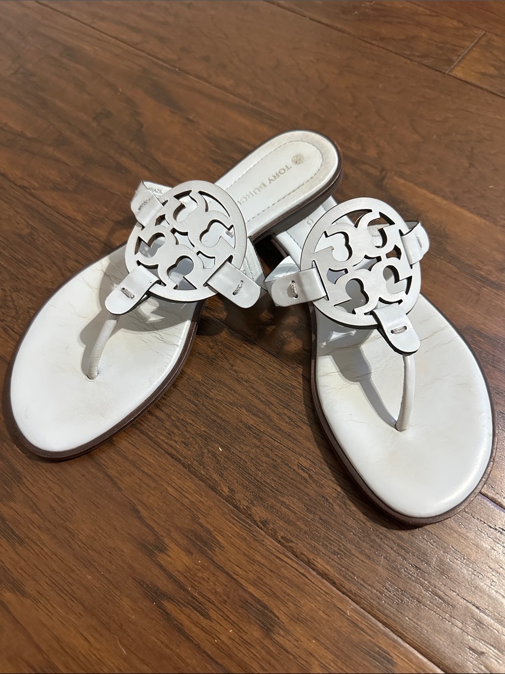 Tory Burch Pale Blue Miller Cutout Logo Thong Sandals